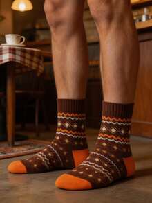 1/5/10 Pairs Unisex Mid-Calf Socks, Comfortable Thick Fashion Socks For Autumn/Winter, Suitable For Commuting, Home Indoor Floor Wear - Multicolor - View 4