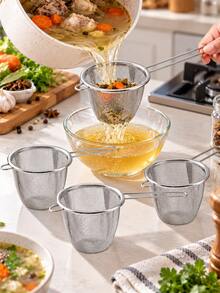 4pcs/2pcs/1pc Ultra Fine Mesh Tea Strainer, Stainless Steel Loose Leaf Tea Filter With Long Handle, Reusable Tea Infuser Basket, Suitable For Cups, Mugs And Teapots, Home & Office Kitchen Tea Brewing Accessories - Multicolor - View 11