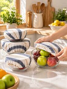3pcs Reusable Elastic Bowl Covers/Bread Fermentation & Sourdough Starter Covers/Stretchable Cloth Covers/Suitable For Refrigerator Storage/Bread Fermentation Covers/Baking Tools - Multicolor - View 6