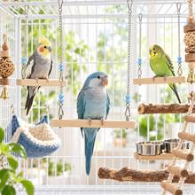 20/24/28cm Bird Swing,Wooden Parrot Perch Swing, Hanging Bird Toy For Cage, Durable Bird Stand For Cockatiels Budgies Lovebirds And Small Parrots - A - View 9