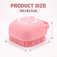 Pink Silicone Refillable Pet Bath Massage Brush 8.5*8*5cm - Pink - View 6