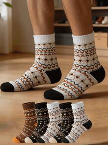 1/5/10 Pairs Unisex Mid-Calf Socks, Comfortable Thick Fashion Socks For Autumn/Winter, Suitable For Commuting, Home Indoor Floor Wear - Multicolor - View 1