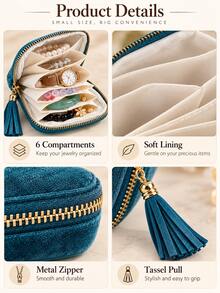 Portable Jewelry Storage Bag With 6 Layers, Travel Jewelry Box For Rings, Earrings, Bracelets And Necklaces, Mini Cosmetic Storage Bag With Zipper, Women's Small Item Organizer, Travel Essential Accessory, Gift For Women - Multicolor - View 7