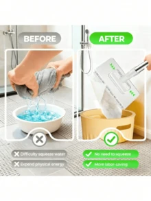 Heavy Duty Automatic Hands-Free Mopping System, Includes 4 Replacement Pads And One-Touch Replacement Function - ABS Material/Wall-Mounted Cleaning Machine, Suitable For Floors, Windows, Kitchen, Bathroom, Compatible With Standard Cleaning Cloths - Multicolor - View 9