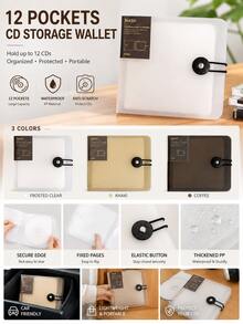 CD DVD Storage Box Organizer, 12-Disc Portable CD DVD Wallet Album Book With Inner Pages, Scratch-Resistant Waterproof Disc Storage Case, Suitable For Car, Home, Office, Travel, Blu-Ray VCD Game Disc Media Music Movie Carrying Box - View 6