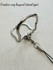 1pc/2pcs 2-In-1 Multifunctional Phone Lanyard And Stand-A Portable, Hands-Free Holder Featuring A Foldable Metal Ring Pendant That Serves As A Stand For Phones And Tablets; An Ideal Birthday Or Holiday Gift For Mothers, Family, And Friends. - B - View 7