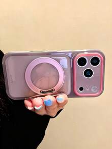 Cute Dual-Color Candy Camera Protective Case, Compatible With IPhone 17 Pro Max, 17 Pro, 16 Pro, 16 Pro Max, 15, 14, 13 Pro Max, 14, 15, 16 Plus, 13, 15, 17, With Rotating Ring Stand, Shockproof Protective Cover, Gift Set - Gray Pink - View 3