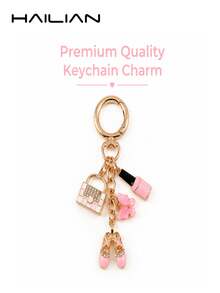 HAILIAN Ladies Simple Burgundy Red Bag Perfume High Heels Nail Polish Styling Bag Pendant Keychain Valentine's Day Gift For Your Best Friend. - Pink - View 2