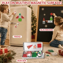 29pcs Christmas Theme Magnetic Tiles Set, Includes Christmas Character Magnetic Blocks, Can Freely Assemble Christmas House And Scene Models, STEM Sensory Toy, Back To School Preschool Magnetic Toy, Perfect Christmas And Halloween Gift For Children - Multicolor - View 7