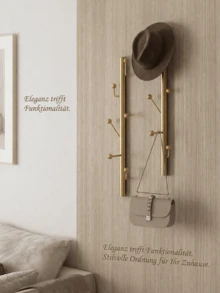 Wandhaken Garderobe Metall Wandmontage, Wandgarderobe mit Haken für Jacken Mäntel Taschen Hüte, Garderobenleiste platzsparend für Flur, Eingangsbereich, Schlafzimmer und Bad - Übersicht 3