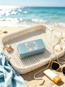 Cute Jellyfish Shell Print Mini Jewelry Storage Box, Comes With 2pcs Anti-Oxidation Storage Bags, Fashionable Small Accessories Organizer Box, Portable Travel Jewelry Box, Compartment Storage For Earrings, Rings, Necklaces, Suitable For Outings, Dorms, Makeup Vanity, Christmas Gift, Empty Box Only - Multicolor - View 6