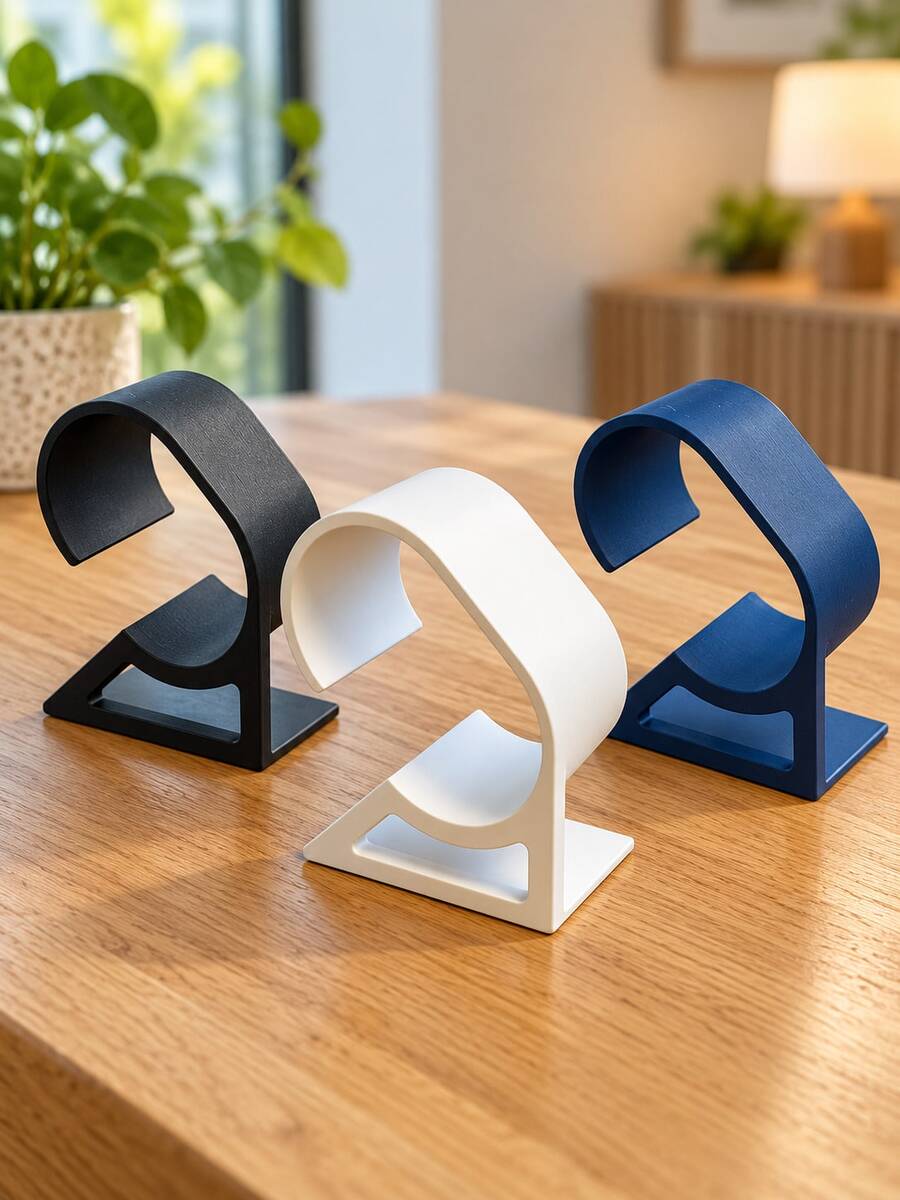 3D Printed Watch Stand Organizer, Minimalist Freestanding Watch Display Holder With Curved Cradle And Stable Base, Desktop Watch Storage For Bedroom, Living Room Home Decor, Counter Display, Christmas Gifts And Winter Holiday Essentials - Multicolor - View 1