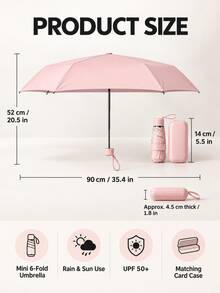 1pc Dual-Use Umbrella, UPF50+ Lightweight Thin Flat 6-Fold Umbrella, Reinforced Wind-Resistant Umbrella Frame, Portable Dual-Use Umbrella, Comes With Matching Color Storage Box, Suitable For Outdoor And Daily Use, Dopamine Color, Eye-Catching, Sun Protection And Rain Protection - Multicolor - View 6