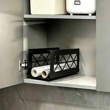 1/2/3pcsX Hollow Metal Countertop Storage Rack, Kitchen Roll Organizer Holder For Paper Towel, Cling Film, Aluminum Foil Roll, Desktop Storage Shelf - View 4