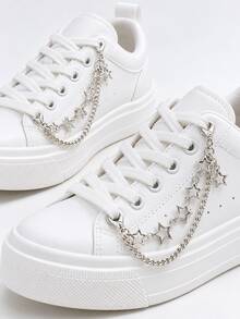 2pcs Star-Shaped Layered Shoe Chains, Y2K Accessories, Compatible With Canvas Shoes And More, Shoe Modification DIY Jewelry, Basic Iron Metal Chain For Home - Silver - View 4