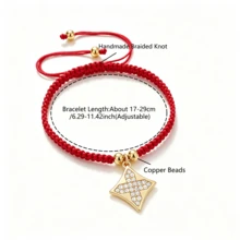 1Pc Sparkling Rhinestone Four Pointed Star Charm Bracelet Adjustable Handmade Woven Rope Bangle Fashion Wristband Jewelry Gift For Women - Four-pointed Star - View 6