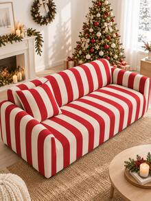 1pc Christmas Color Block Milk Silk Sofa Cover Machine Washable, Includes Matching Unfilled Pillow Case, Pet Scratch Resistant, Sofa Protector - Multicolor - View 6