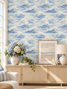 1 Roll Floating Waves Wallpaper, Removable Wall Sticker, Exquisite Mural, Suitable For Home Decor And Wall Art, Ready-To-Use Wall Panel, Wall Covering Material, Spring Home Decor, Instantly Refresh Your Living Space. Rama Decorative Sticker - Perfect Gift For Birthday And Graduation Ceremony. Halloween Decor, Halloween Gift, All Saints' Day Decor, All Saints' Day Gift - Multicolor - View 2