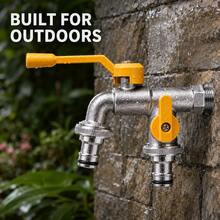 Outdoor Double Outlet Garden Faucet 1 In 2 Out Dual Independent Control Spigot Anti-Rust Anti-Freeze Water Tap For Yard Watering Car Washing Washing Machine - Multicolor - View 4