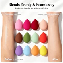 4pcsMulti-Color Makeup Sponge Set, Teardrop & Slant Cut & Gourd Shape, Wet & Dry Use Foundation Blending Sponge, Soft Reusable Cosmetic Puff For Face Makeup - Multicolor - View 2