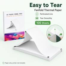 8.5 X 11 Inch A4 Thermal Printer Paper, BPA/BPS-Free, Folded Continuous Paper, Compatible With M08F, MT800, Brother PocketJet PJ762/PJ763MFi (100/200/300 Sheets) - A4 - View 3