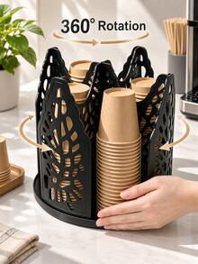4-Tier Rotating Paper Cup Holder, Disposable Coffee Cup Dispenser, Storage Box, Detachable Plastic Cup And Lid Rack, Suitable For Counter, Kitchen, Coffee Station And Bathroom - Multicolor - View 10