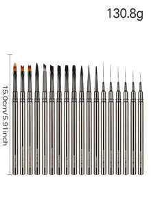 Professional Nail Art Brush Set, Metal Handle Nail Brushes For Gel Polish, Acrylic, French, Liner, Painting, Manicure Tools - Black - View 6