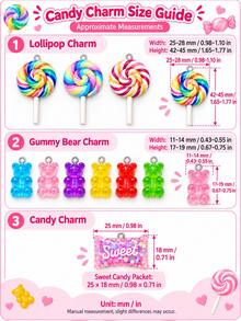 10pcs Macaron Color Lollipop Cute Resin Random Mixed Assortment Pendant Set, Suitable For DIY Necklace, Bracelet, Earring, Bag Charm, Keychain And Other Fashion Jewelry Accessories - Multicolor - View 3