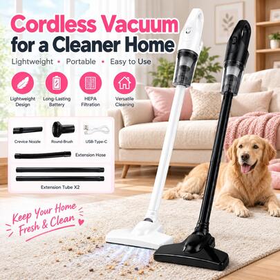 Cordless Handheld Vacuum Cleaner, 2-In-1 Portable Vacuum With Crevice Tool, Lightweight Compact Car Vacuum, Washable Filter, Low Noise, For Home, Sofa, Carpet, Pet Hair And Car Cleaning