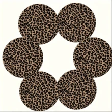 6 buah Tatakan Gelas Akrilik Motif Leopard 2D Datar, Hadiah Natal, Cocok untuk Dekorasi Rumah, Acara Keluarga, Kafe, Kantor, Hadiah Natal Halloween - Motif macan tutul - View 2
