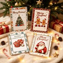 1pc Christmas Spiral Notebook,4 Styles Xmas Themed Gold Coil Journal, Santa Gingerbread Man Christmas Tree Hot Cocoa Pattern Notepad, Writing Notebook For School Office, Christmas Holiday Gift For Students Women Stationery Lovers - A - View 6