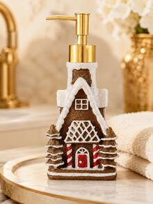 Christmas Gingerbread House Soap Dispenser, Refillable Liquid Hand Soap Lotion Pump Bottle, Holiday Bathroom Vanity Countertop Decor, Kitchen Sink Accessory, Xmas Home Decoration, Christmas Gift - A - View 8