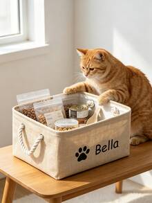 Customized Pet Storage Basket, Personalized Information, Multi-Functional Storage For Cats And Dogs, Pet Supplies And Clothing Storage, Personalized Home Gift, Perfect Gift For Family And Pets For Halloween Or Christmas - Multicolor - View 3