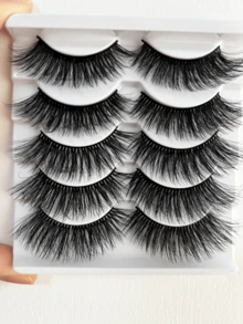 5 Pairs False Eyelash Cluster Set, Curly Soft Single Cluster False Eyelashes, Lightweight Comfortable Reusable, 3D Faux Mink Furry Texture DIY Cluster False Eyelashes, Suitable For Daily Eye Makeup - Black - View 3