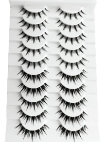 Wispy 10 Pairs Mixed Color False Eyelash Clusters Set, Curly Soft Single Cluster Lashes, Transparent Invisible Stem, 3D Faux Mink DIY Reusable, Suitable For Daily Eye Makeup - Black - View 4