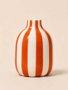 1pc Colorful Vertical Striped Decorative Vase, Dopamine Style Tabletop Vase For Dried Flowers, Home Living Room Desk Ornament - Striped Small Round Bottle - View 12