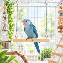 20/24/28cm Bird Swing,Wooden Parrot Perch Swing, Hanging Bird Toy For Cage, Durable Bird Stand For Cockatiels Budgies Lovebirds And Small Parrots - A - View 6