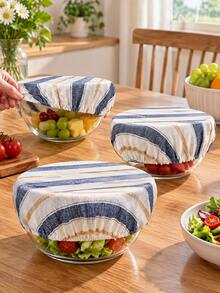 3pcs Reusable Elastic Bowl Covers/Bread Fermentation & Sourdough Starter Covers/Stretchable Cloth Covers/Suitable For Refrigerator Storage/Bread Fermentation Covers/Baking Tools - Multicolor - View 2