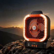 New Solar Powered Outdoor Fan With Solar Panel, Portable USB Charging, 4-Speed Wind, 3 Lighting Modes, Timer, Fishing Camping Tent Fan Outdoor Tool Accessory, 90° Foldable Desktop Electric Fan With LED Light, Solar Powered With Built-In Rechargeable Battery, 4-Speed Adjustable, Timer, Ideal Companion For Outdoor Activities - Multicolor - View 2