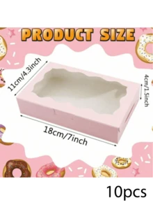 1/5/10pcs - Cookie & Pastry Boxes With Transparent Window, Size: 7 X 4.3 X 1.5 Inches, Kraft Paper Material, Premium Baking Food Gift Boxes, Suitable For Desserts, Weddings, Parties, Christmas, Birthdays - Multicolor - View 12