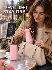 1pc Dual-Use Umbrella, UPF50+ Lightweight Thin Flat 6-Fold Umbrella, Reinforced Wind-Resistant Umbrella Frame, Portable Dual-Use Umbrella, Comes With Matching Color Storage Box, Suitable For Outdoor And Daily Use, Dopamine Color, Eye-Catching, Sun Protection And Rain Protection - Multicolor - View 4