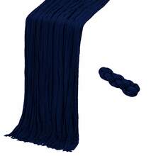 12pcs Navy Blue Cheesecloth Table Runner, Gauze Table Runner, Bohemian Style Semi-Transparent Cheesecloth Table Decor, Suitable For Wedding, Party, Bridal Shower, Baby Shower, Birthday, Engagement, Anniversary, Holiday, Dinner, Farmhouse Home Decor - Navy Blue - View 30