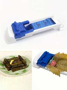 1pc Dolmer Roller Machine, Stuffed Grape Leaf Rolling Tool, Magic Sushi & Spring Roll Maker, Easy Vegetable Meat Rolling Kitchen Gadget For Making Dolma, Sarma, Egg Rolls, DIY Handheld Food Wrapping Tool - Blue and White - View 7