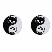 1pc/2pcs/3pcs/4pcs Yin Yang Black White Cat Iron On Embroidery Patch, Cute Kitten Round Applique - Black and White - View 9