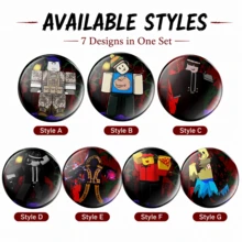 7pcs Roblox Theme Enamel Brooch Set, Round 4.5cm Eerie Badge, Gothic Skull & Horror Character Design, Durable Clasp, Suitable For Halloween Party, Cosplay, Backpack, Jacket, Bag Decoration, Horror Fan Gift - A - View 17