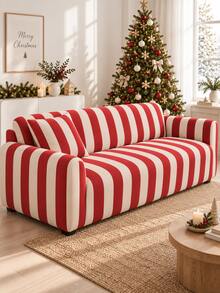 1pc Christmas Color Block Milk Silk Sofa Cover Machine Washable, Includes Matching Unfilled Pillow Case, Pet Scratch Resistant, Sofa Protector - Multicolor - View 7