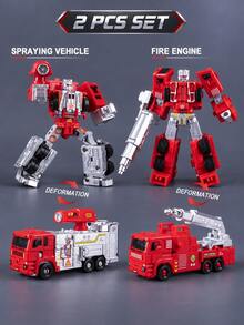 1 Set 6-In-1 Alloy Fire Engineering Transformation Team Toy, Suitable For Children 6 Years Old And Above, Includes Fire Truck, Excavator, Sprinkler Truck And Other Combinable Rescue Robots, Durable Realistic Collectible Gift Box For Boys - Cool Transforming Toy - View 26