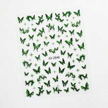1 Sheets 3D Green Butterfly Nail Stickers Pink Purple Butterfly Nail Decals Spring Decorative Flower Leaf Stickers Nail Foils DIY - Multicolor - View 8