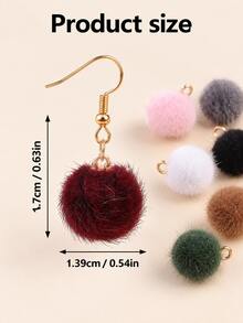 10pcs Faux Fur Pom Pom Charms With Gold Rings - Soft Velvet Mini Pom Pom Earring Accessories Set (Multi-Color Options) Suitable For DIY Tassel Earrings, Handbag Charms, Keychains, Hair Accessories And Winter Jewelry Making - Plush Round - View 5