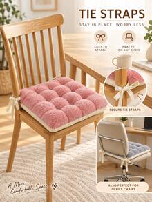 Square Thickened Chair Cushion, Tie-On Seat Pad With Straps, Soft Filled Cushion, Suitable For Dining Room, Office Chair, Bedroom, Living Room And Reading Nook, Cozy Home Decor, Autumn/Winter Chair Accessory, Christmas, Thanksgiving And New Year Gift - Multicolor - View 6